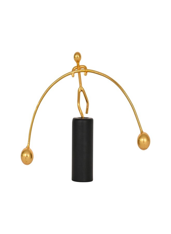DecorTwist® Newton's Balancing Man Stress Relief Toy 4.5Inch Perpetual Motion Metal Pole Balancing Man Instrument in Gold Home Office Toys Desktop Art for Table Desk Decor Gifts Pack of 1 (Golden) - Image 1